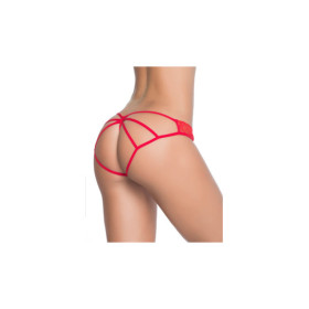 Culotte ouverte rouge ornements façon cage 